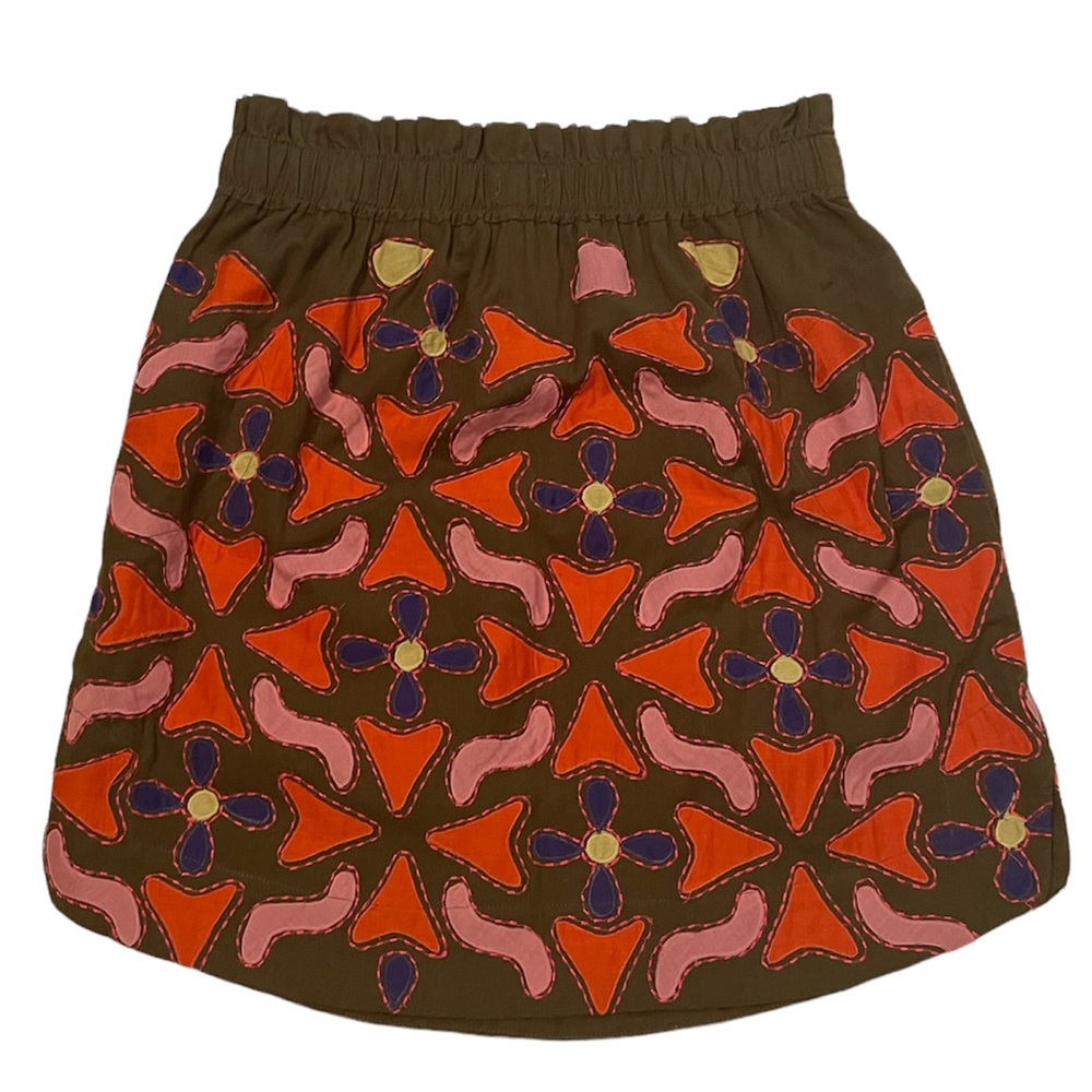 Anthropologie Maeve Embroidered Abstract Skirt Ladies Small